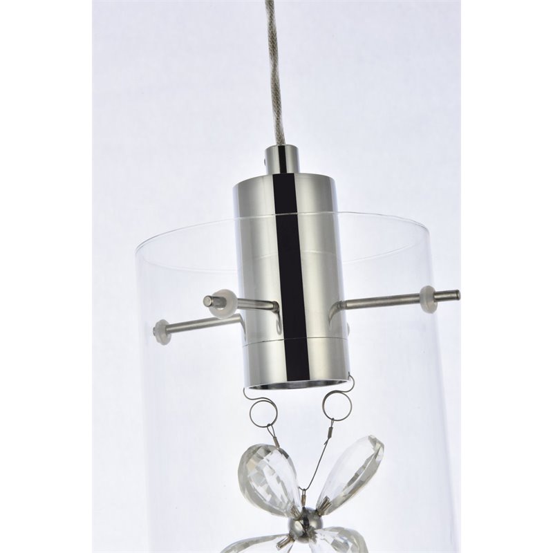 Maklaine 1-Light Aluminum Glass and Metal Pendant in Chrome Finish