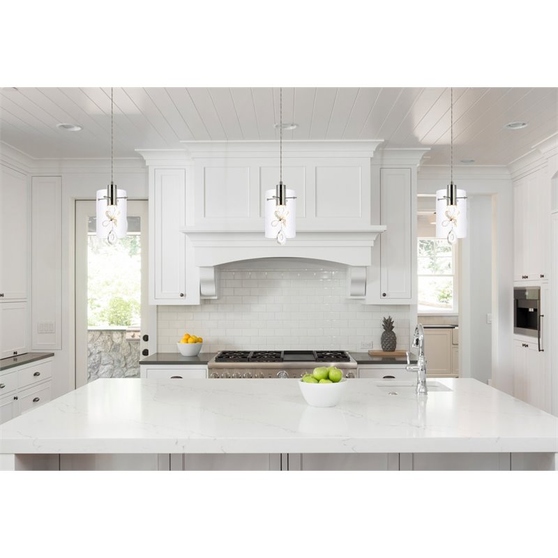 Maklaine 1-Light Aluminum Glass and Metal Pendant in Chrome Finish