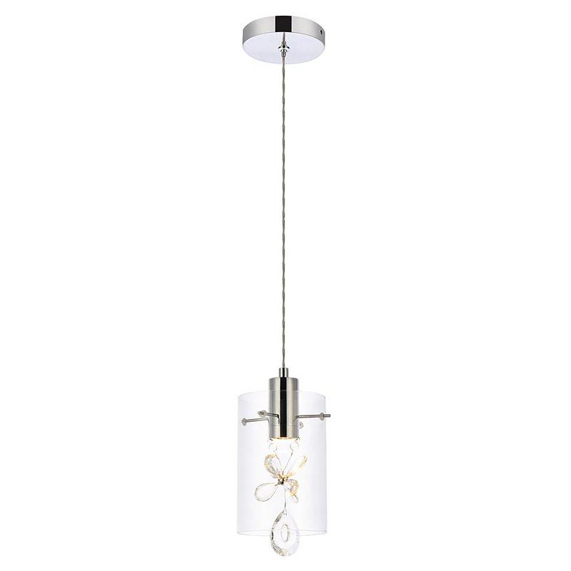 Maklaine 1-Light Aluminum Glass and Metal Pendant in Chrome Finish