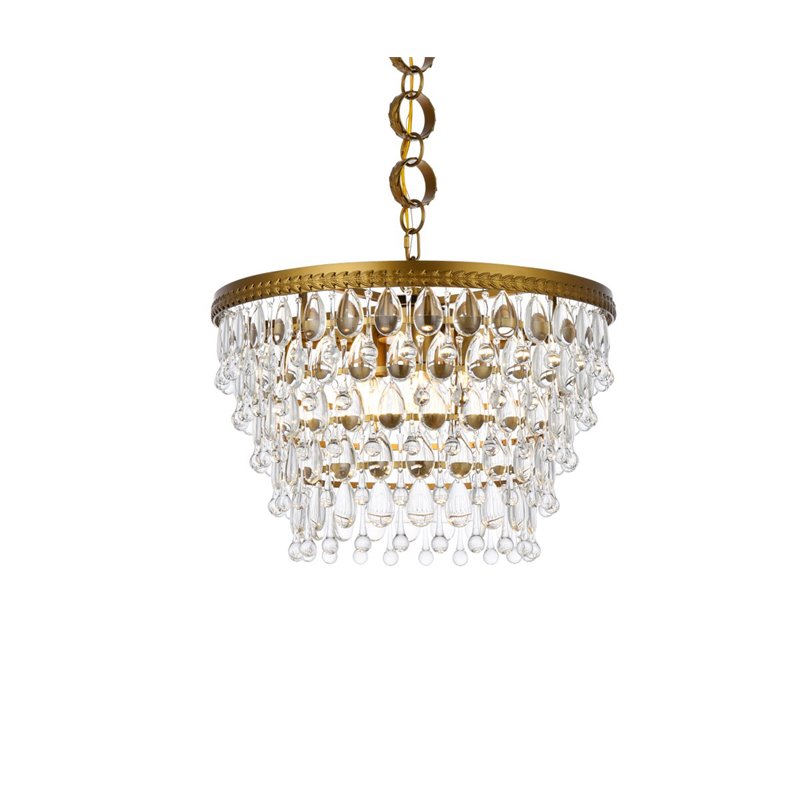 Maklaine 5-Light Contemporary Iron and Glass Pendant in Brass