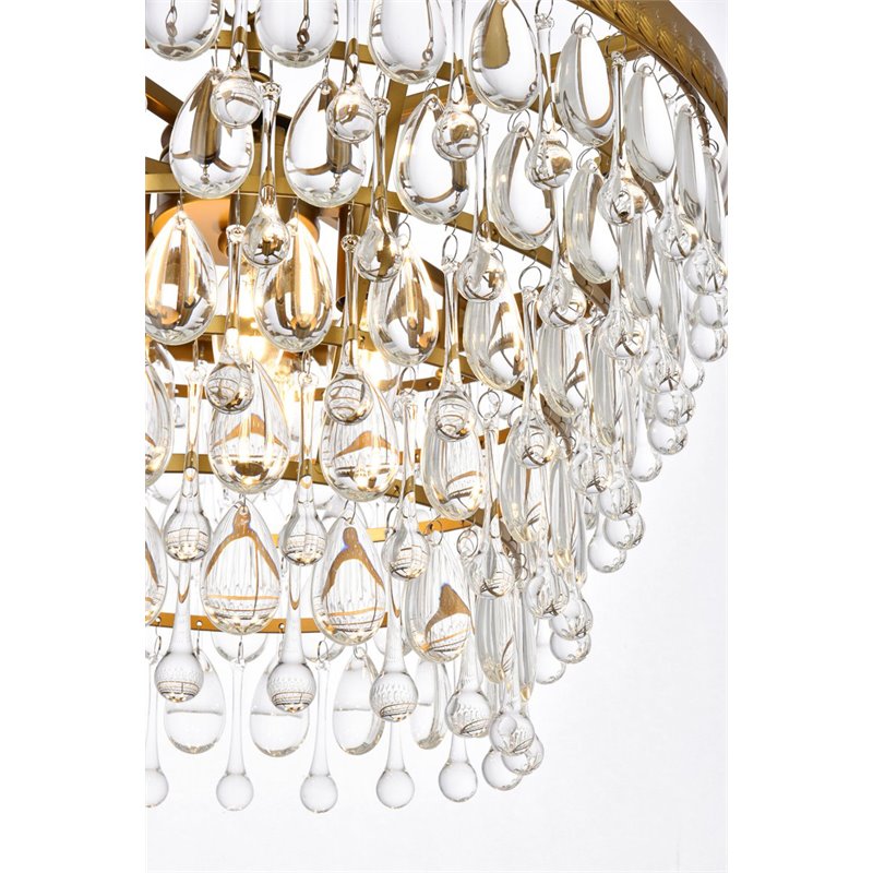 Maklaine 5-Light Contemporary Iron and Glass Pendant in Brass