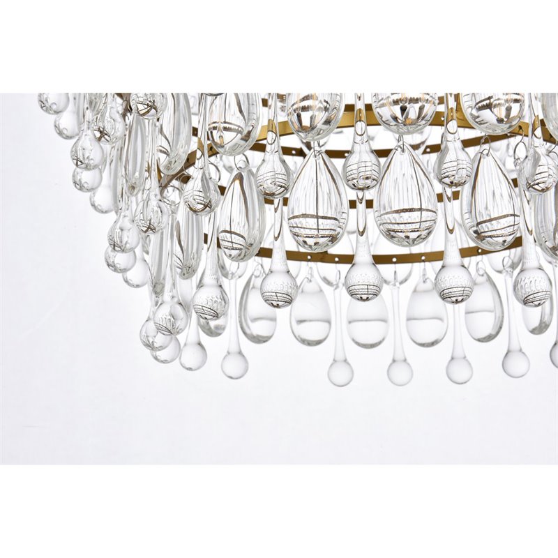 Maklaine 5-Light Contemporary Iron and Glass Pendant in Brass
