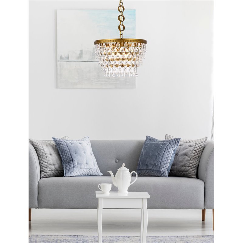 Maklaine 5-Light Contemporary Iron and Glass Pendant in Brass