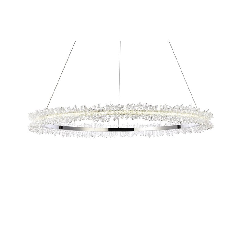 Maklaine LED 34inches Modern Aluminum Pendant in Chrome Finish