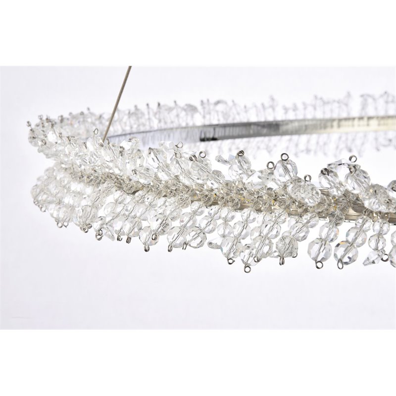 Maklaine LED 34inches Modern Aluminum Pendant in Chrome Finish