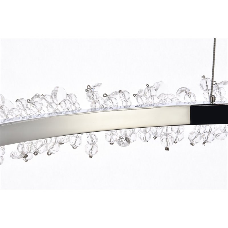 Maklaine LED 34inches Modern Aluminum Pendant in Chrome Finish