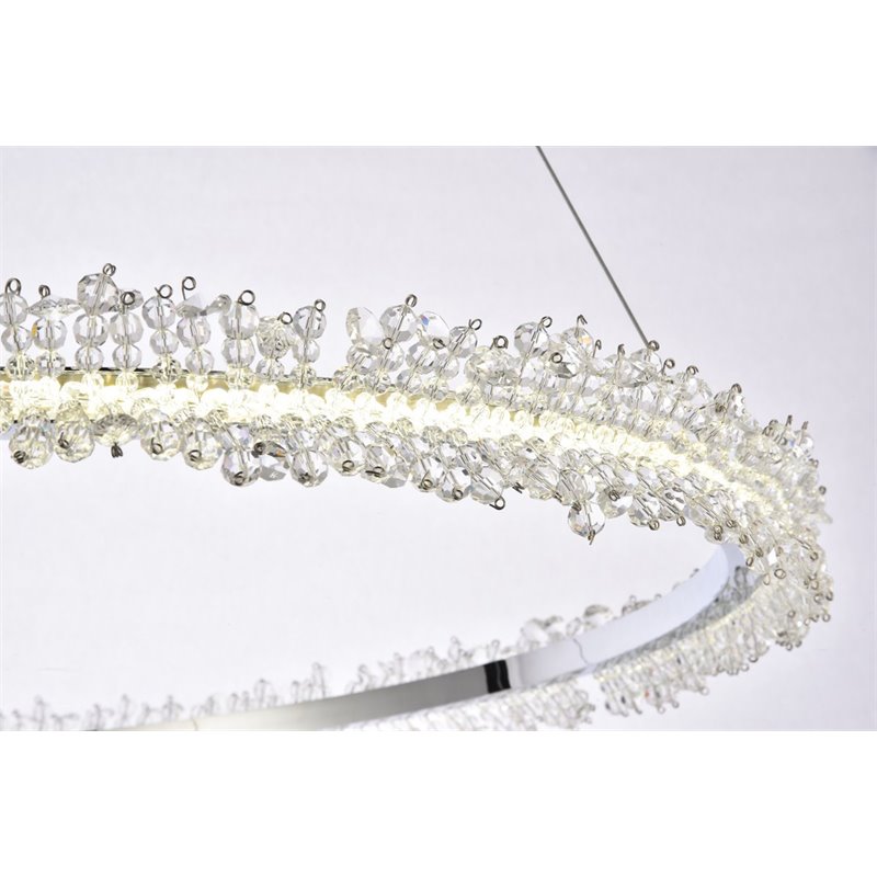 Maklaine LED 34inches Modern Aluminum Pendant in Chrome Finish