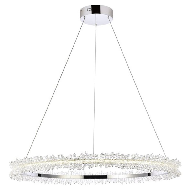 Maklaine LED 34inches Modern Aluminum Pendant in Chrome Finish