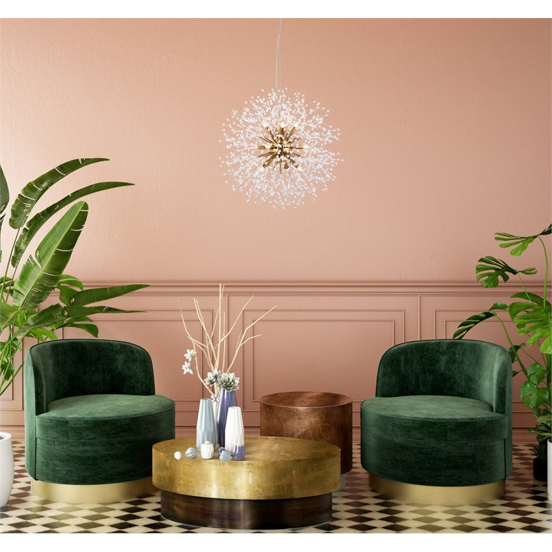 Maklaine 12 - Lights Metal Modern Iron Pendant in Gold Finish
