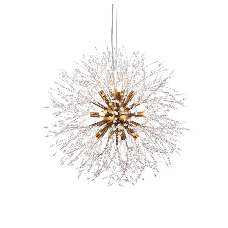 Maklaine 12 - Lights Metal Modern Iron Pendant in Gold Finish