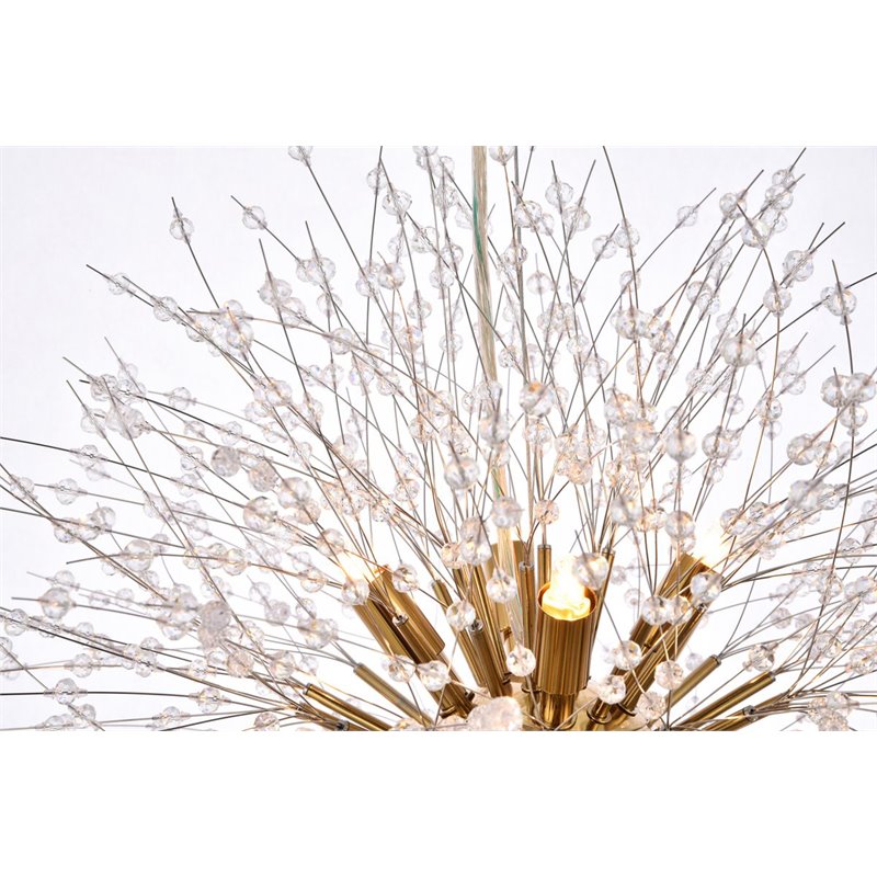 Maklaine 12 - Lights Metal Modern Iron Pendant in Gold Finish