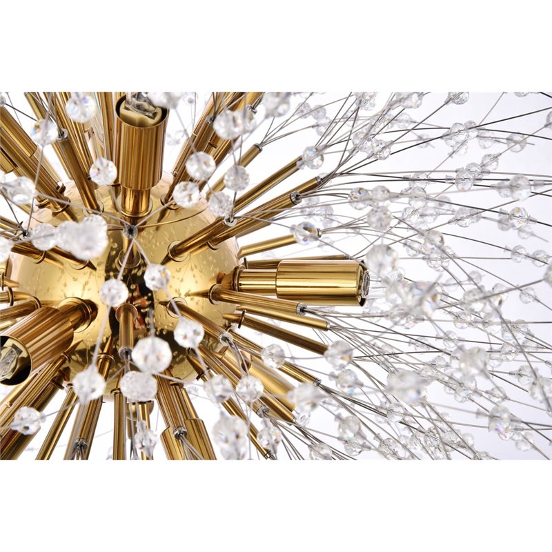 Maklaine 12 - Lights Metal Modern Iron Pendant in Gold Finish