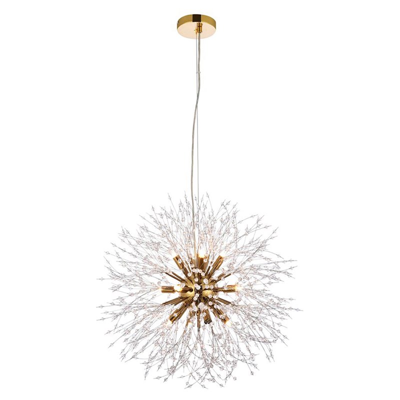 Maklaine 12 - Lights Metal Modern Iron Pendant in Gold Finish