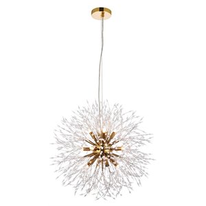 Maklaine 12 - Lights Metal Modern Iron Pendant in Gold Finish
