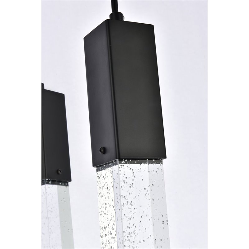 Maklaine 5-Light Modern Metal and Crystal Pendant in Black Finish