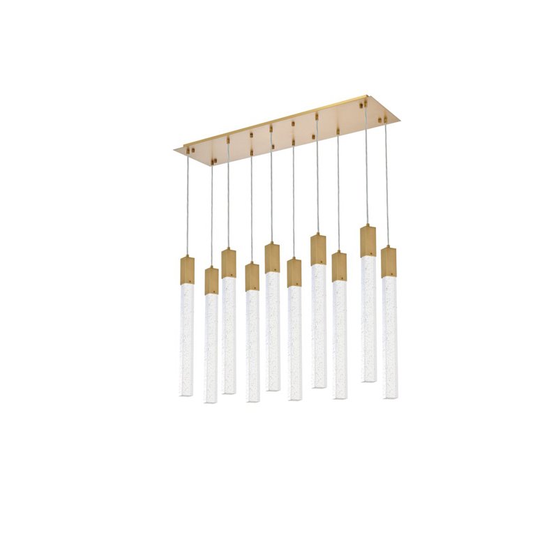Maklaine 10-Lights Modern Metal and Crystal Pendant in Satin Gold