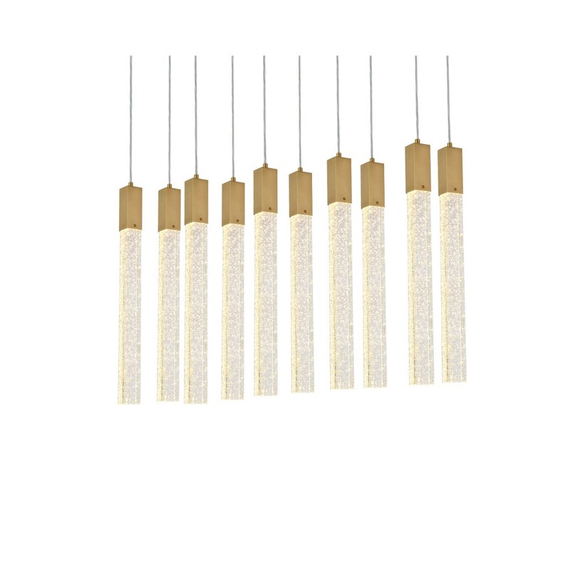 Maklaine 10-Lights Modern Metal and Crystal Pendant in Satin Gold