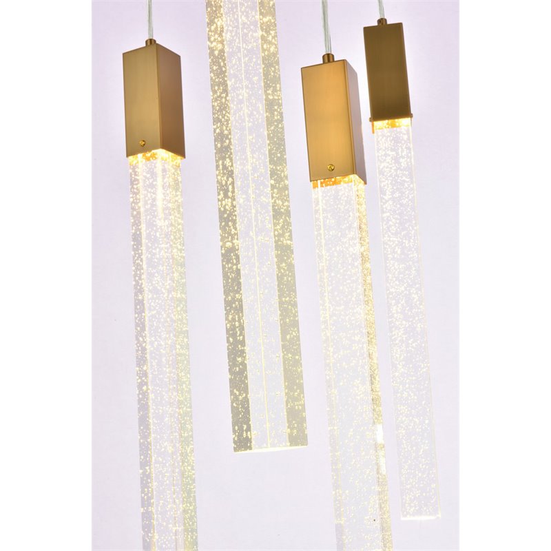 Maklaine 10-Lights Modern Metal and Crystal Pendant in Satin Gold