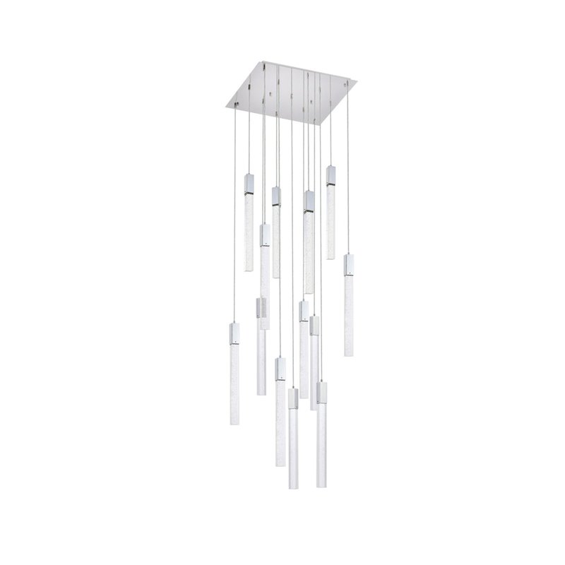 Maklaine 13-Light Modern Metal and Crystal Pendant in Chrome