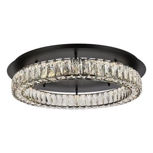 Maklaine Monroe 26&quot Metal and Crystal LED Single Flush Mount in Black