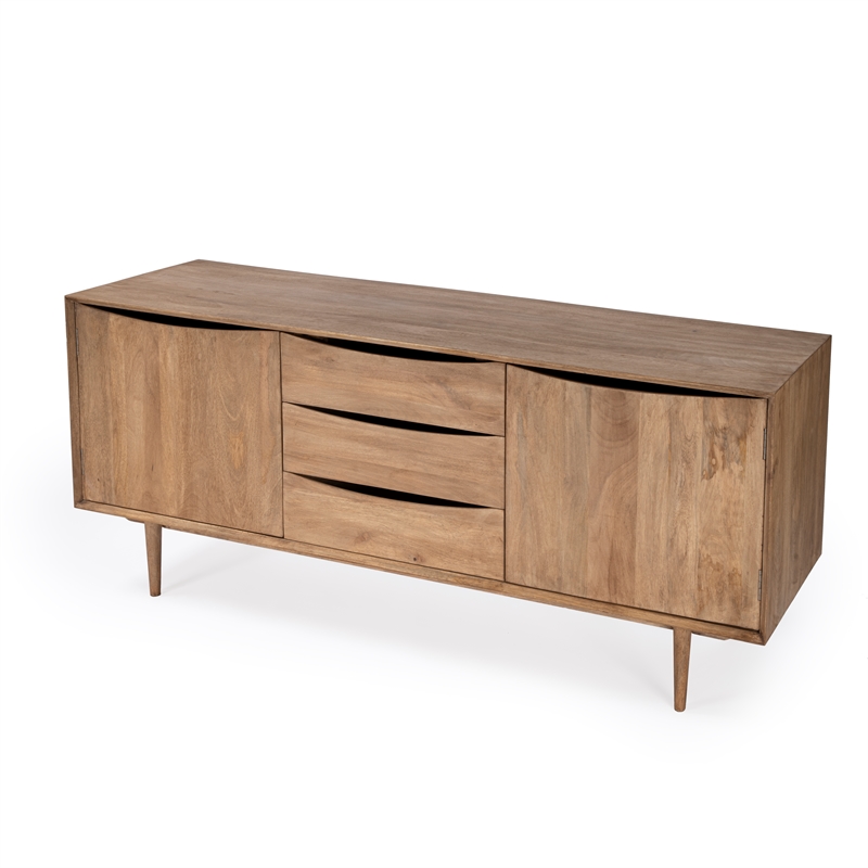 Maklaine Modern / Contemporary Natural Finish Wood Sideboard