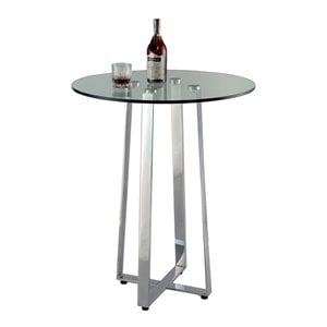 Maklaine 29.9&quot Contemporary Glass Top Counter Table in Clear