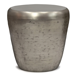 Maklaine Industrial 20 &quot Metal Accent Side Table in Antique Silver