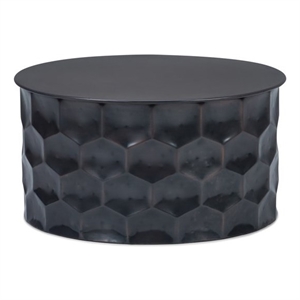 Maklaine Industrial 31 &quot Metal Storage Coffee Table in Antique Bronze