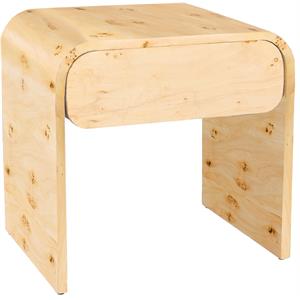 Maklaine Mid-Century Solid Ash Burl Finish Wooden Night Stand