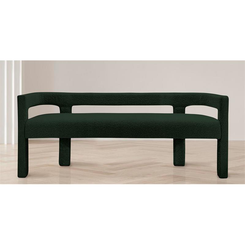 Maklaine Modern / Contemporary Green Finish Boucle Fabric Bench