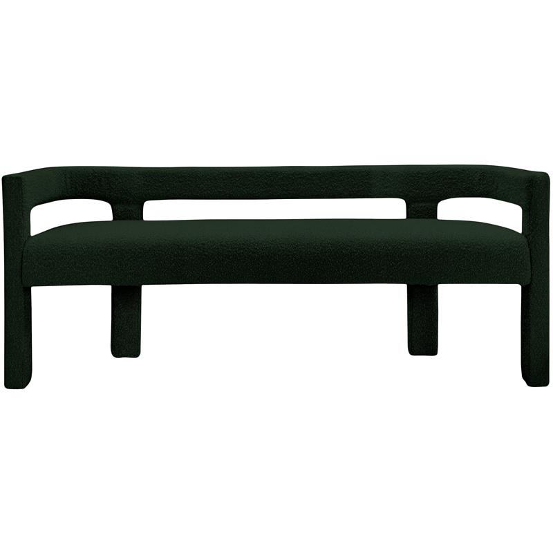 Maklaine Modern / Contemporary Green Finish Boucle Fabric Bench