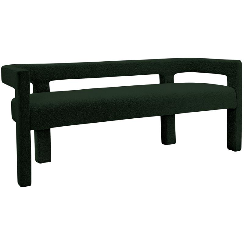 Maklaine Modern / Contemporary Green Finish Boucle Fabric Bench