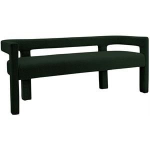 Maklaine Modern / Contemporary Green Finish Boucle Fabric Bench