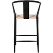 Maklaine Hand Woven Rope Beige Stool Rounded Back Mid Century Modern Unassembled