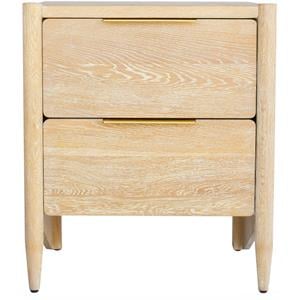 Maklaine Solid White Oak White Nightstand Rectangular 57 lbs
