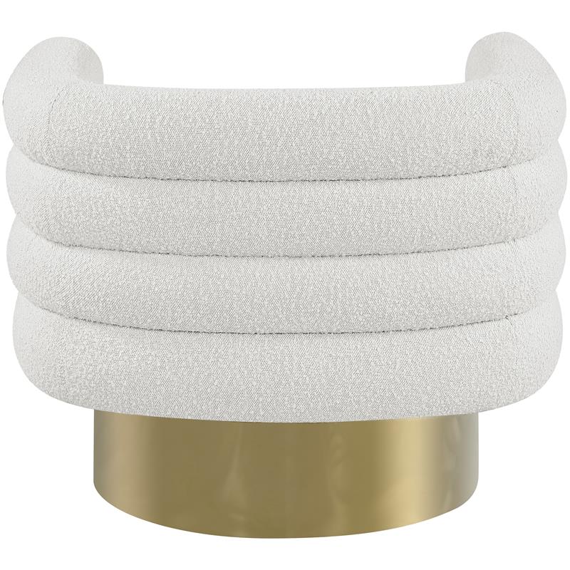 Maklaine Contemporary Boucle Fabric Swivel Accent Chair in Cream