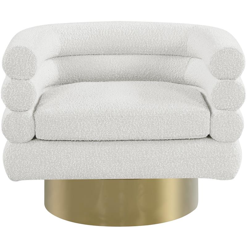 Maklaine Contemporary Boucle Fabric Swivel Accent Chair in Cream