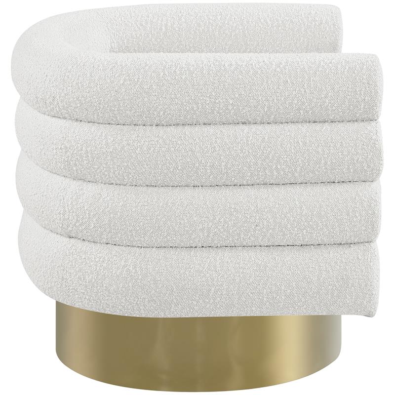 Maklaine Contemporary Boucle Fabric Swivel Accent Chair in Cream