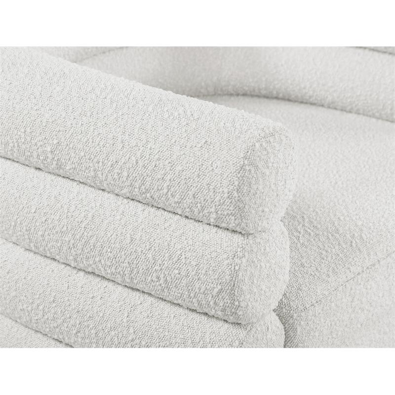 Maklaine Contemporary Boucle Fabric Swivel Accent Chair in Cream