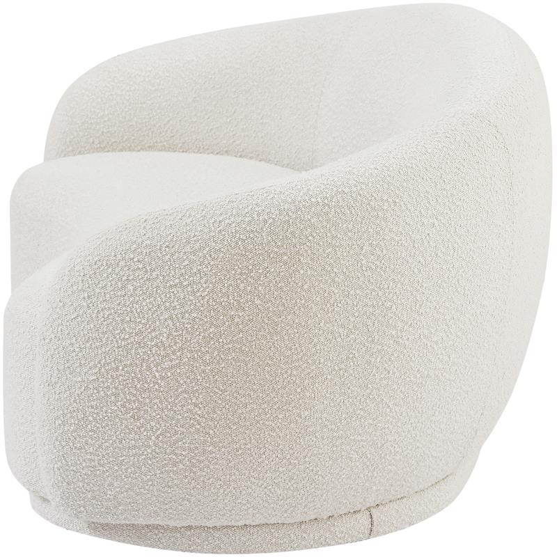 Maklaine Contemporary Boucle Fabric Loveseat With Rounded Back in Cream