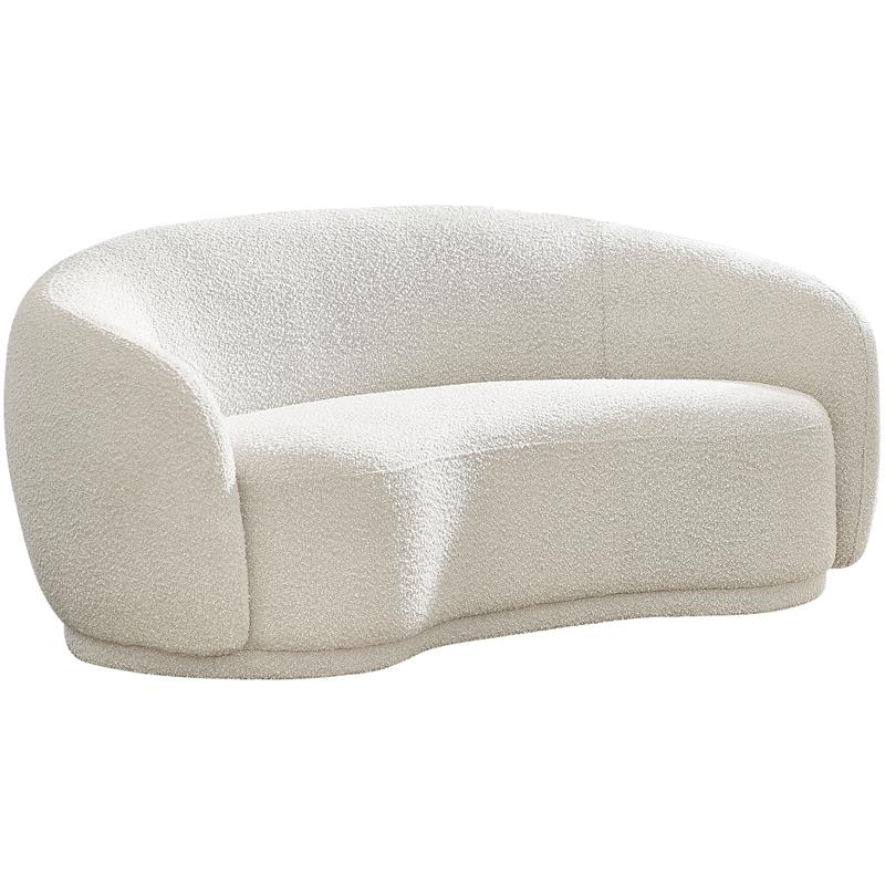 Maklaine Contemporary Boucle Fabric Loveseat With Rounded Back in Cream