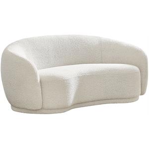 Maklaine Contemporary Boucle Fabric Loveseat With Rounded Back in Cream