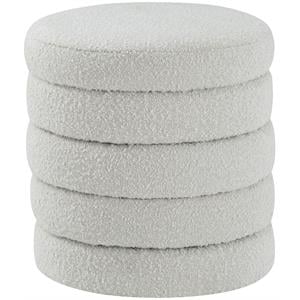 Maklaine Contemporary Boucle Fabric Ottoman/Stool in Rich Cream