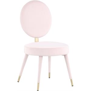 Maklaine 17.8&quot Contemporary Velvet Dining Chair in Soft Pink/Brushed Brass