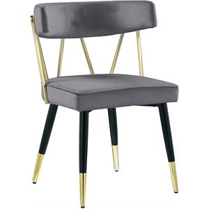 Maklaine Contemporary Velvet Dining Chair in Soft Gray (Set of 2)