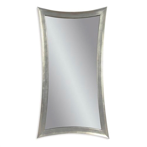Maklaine Modern Hour-Glass Shaped Leaner Mirror in Silver Leaf Resin