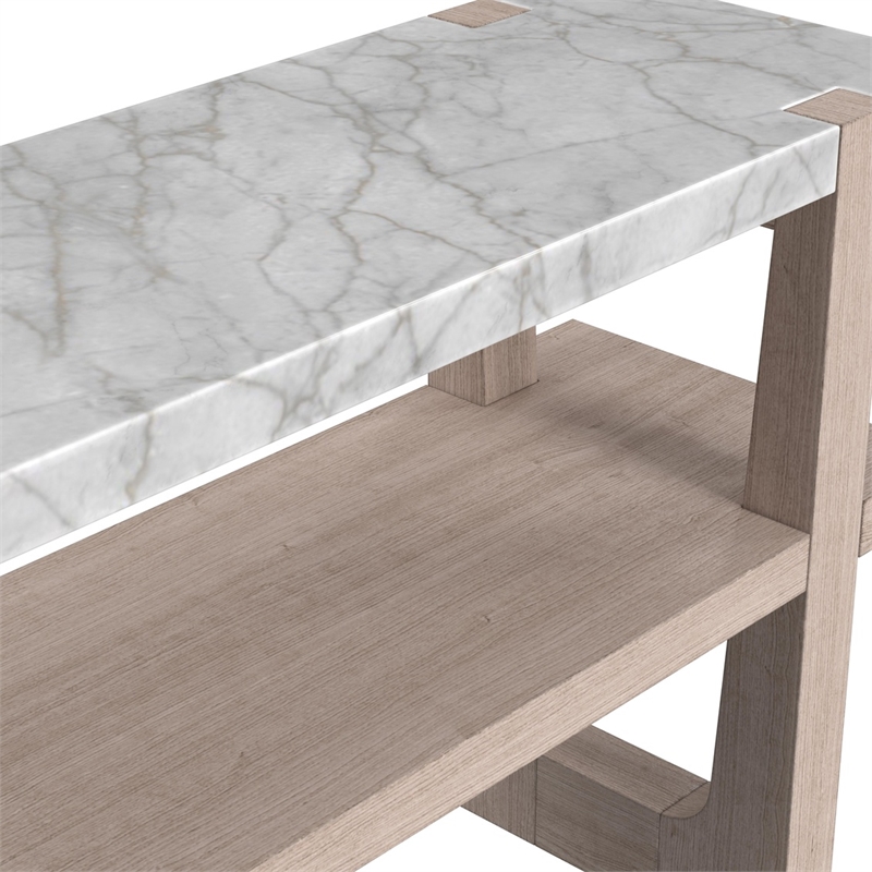 Maklaine Modern Marble Console Table in Sun-Bleached Ash Brown