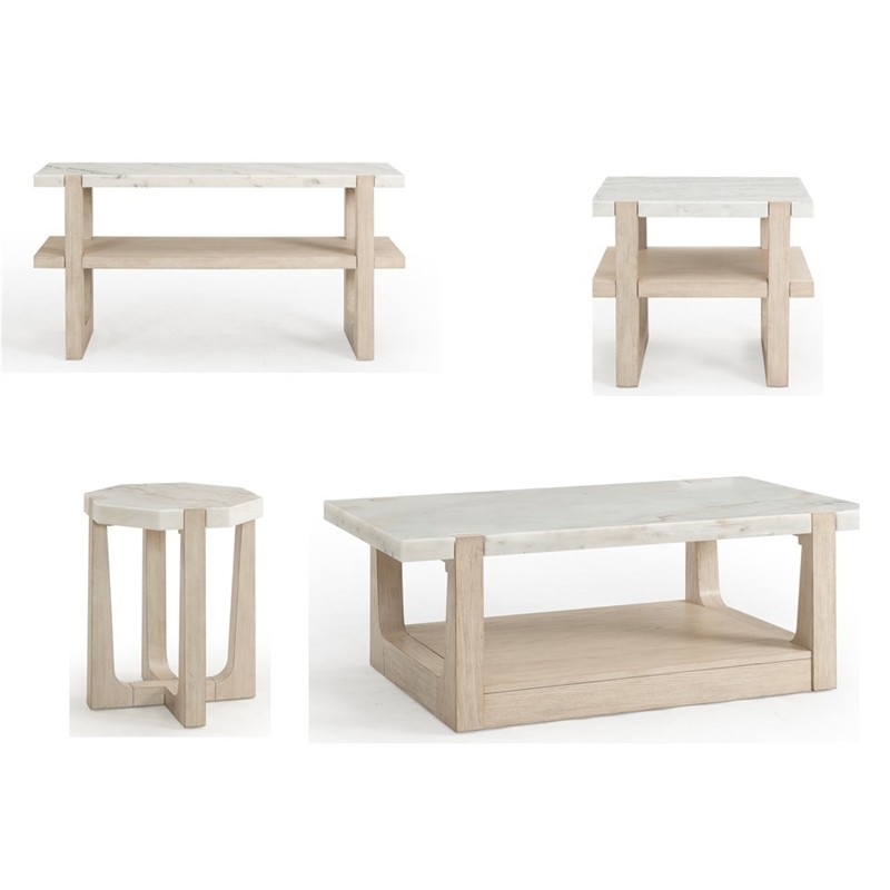 Maklaine Modern Marble Console Table in Sun-Bleached Ash Brown