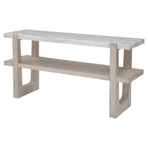 Maklaine Modern Marble Console Table in Sun-Bleached Ash Brown