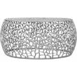 Maklaine Scrollwork Modern Solid Aluminum Coffee Table in Silver